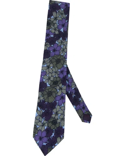 Lords Of Harlech Men's Green Taddeo Dense Floral Merino Tie - Olive In Multi