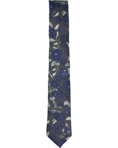 Lords Of Harlech Men's Grey / Blue Lotus Charcoal Tie