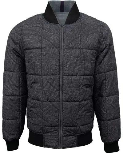 Lords Of Harlech Men's Grey Jenkin Reversible Blouson Jacket - Flannel