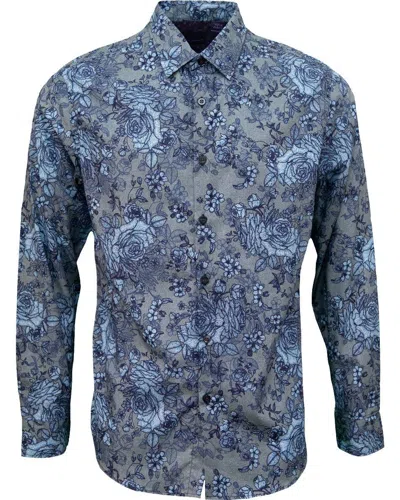 Lords Of Harlech Men's Grey Nicoli Roma Floral Cotton Shirt - Flannel
