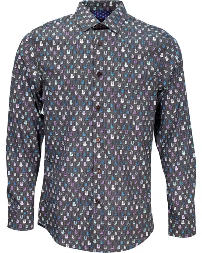 Lords Of Harlech Men's Grey Norman Guitars Shirt - Smoke
