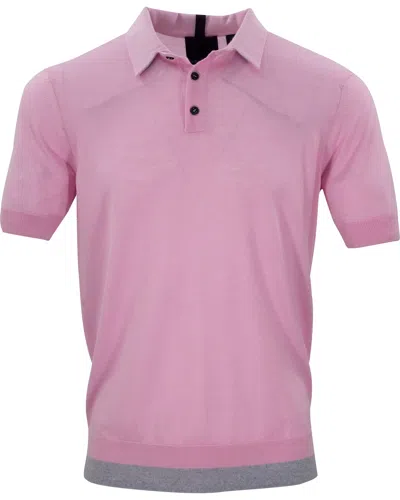 Lords Of Harlech Men's Grey / Pink / Purple Pilgrim Pink Polo In Grey/pink/purple