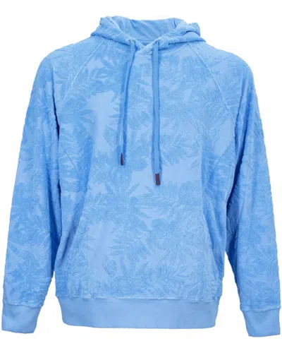 Lords Of Harlech Men's Howard Farm Floral Towel Hoodie - Blue