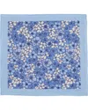 Lords Of Harlech Men's Hudson Dense Floral Merino Handkerchief  Pocket Square -  Blue