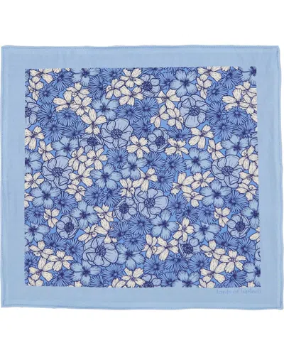 Lords Of Harlech Men's Hudson Dense Floral Merino Handkerchief  Pocket Square -  Blue