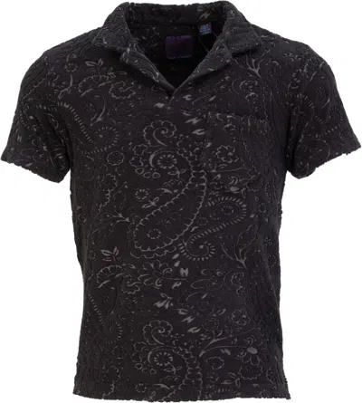 Lords Of Harlech Men's Johnny Towel Paisley Polo Shirt In Black