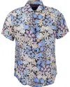 Lords Of Harlech Men's Landon Rough Floral Linen Shirt - Black In Black