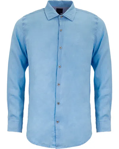 Lords Of Harlech Men's Laurent Linen Shirt - Blue