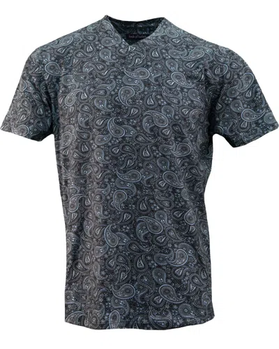 Lords Of Harlech Men's Maze Tribune Paisley V-neck Tee - Grey