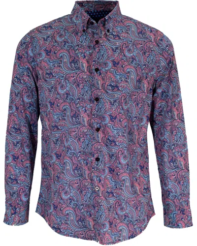 Lords Of Harlech Men's Mitchell Paisley Goal Shirt In Strawberry In Red