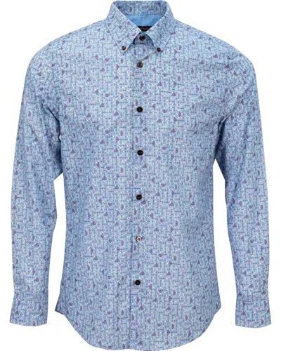 Lords Of Harlech Morris Geo Tulip Shirt In Blue