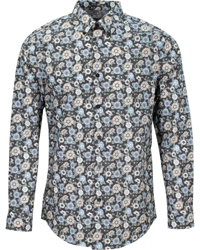 Lords Of Harlech Morris Groovy Floral Shirt In Grey