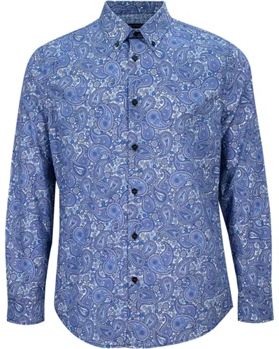 Lords Of Harlech Men's Morris Pow Paisley Shirt - Blue