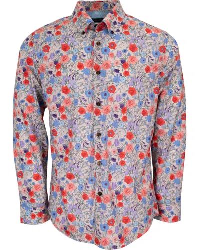 Lords Of Harlech Men's Morris Rose Floral Shirt In Pumice In Multi