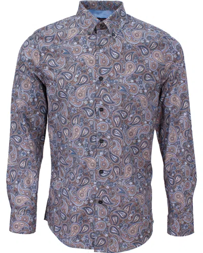 Lords Of Harlech Morris Trippy Paisley Shirt In Grey