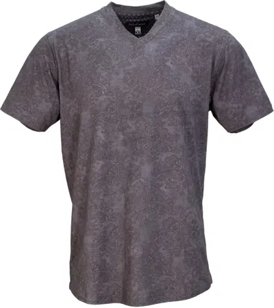 Lords Of Harlech Men's Neutrals / Black / Grey Maze Paisley Swirl V-neck Tee In Black In Black/grey