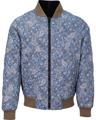 Lords Of Harlech Men's Neutrals / Black Ron Trippy Paisley Reversible Jacket - Black