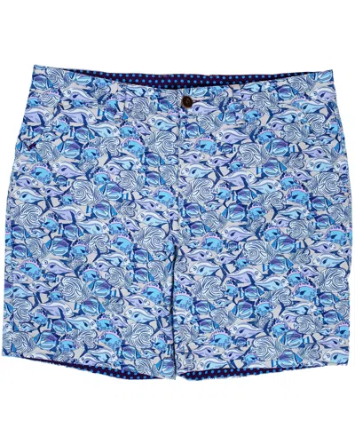 Lords Of Harlech Men's Neutrals / Blue / Pink Edward Fish Skool Shorts - Pumice In Blue/pink