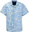 Lords Of Harlech Men's Neutrals / Blue Ralph Loop Coral Canvas Camp Shirt In Sky In Blue