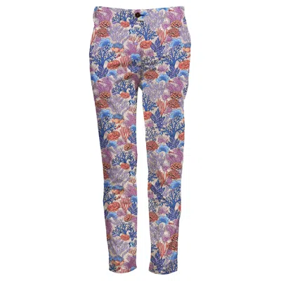 Lords Of Harlech Men's Neutrals / Blue / Yellow Jack Lux Coral Garden Pants - Pumice In Blue/yellow