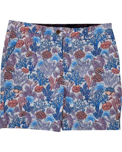 Lords Of Harlech Men's Neutrals / Blue / Yellow John Coral Garden Short - Pumice In Blue/yellow