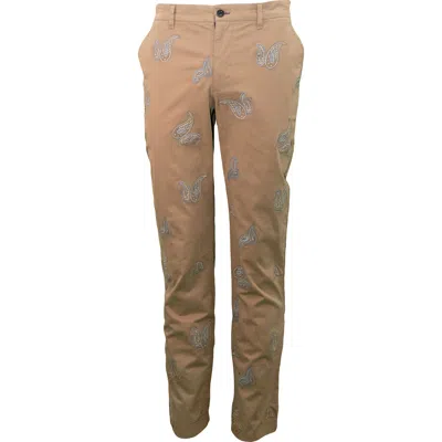Lords Of Harlech Men's Neutrals Charles Embroidered Paisley Pant - Tan In Brown