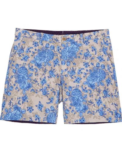 Lords Of Harlech Men's Neutrals Clyde Roma Floral Short - Sand In Blue