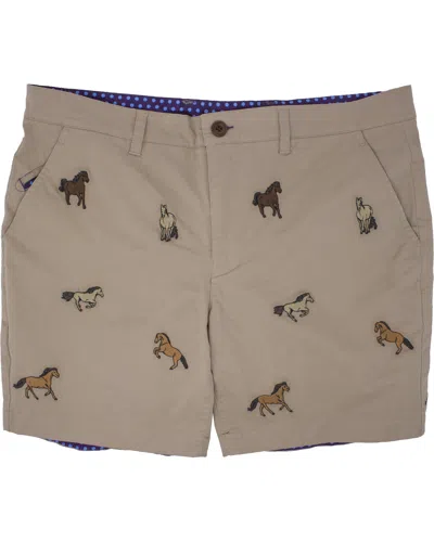 Lords Of Harlech Edward Horse Sand Embroidery Shorts In Brown