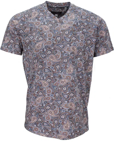 Lords Of Harlech Men's Neutrals / Grey Maze Trippy Paisley V-neck Tee - Grey