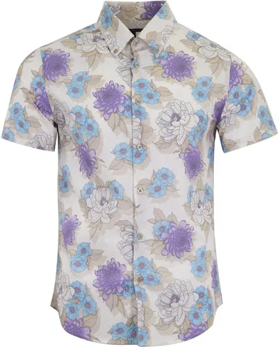 Lords Of Harlech Men's Neutrals / Pink / Purple Tim Flower Bed Shirt -  Ivory In Pink/purple