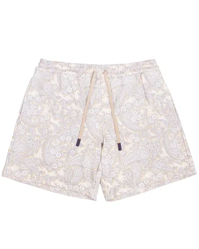 Lords Of Harlech Men's Neutrals Silus Paisley Romance Interlock Shorts - Ivory In White