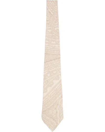 Lords Of Harlech Men's Neutrals Taddeo Wild Paisley Oxford Merino Tie - Ivory In White