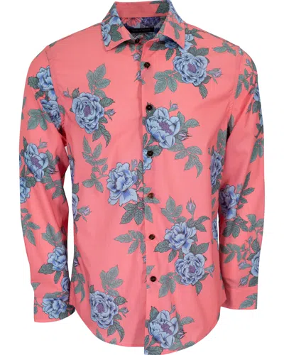 Lords Of Harlech Men's Nigel Floating Forna Shirt In Geranium In Pink