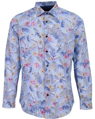 Lords Of Harlech Men's Norman Falling Flowers Shirt - Blue