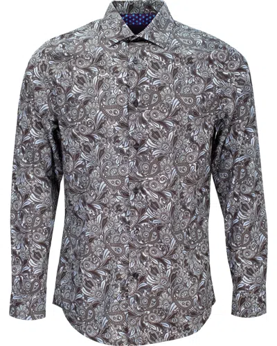 Lords Of Harlech Men's Norman Skull Paisley Shirt - Grey