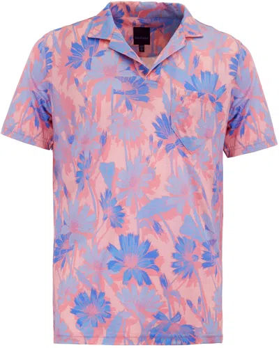 Lords Of Harlech Men's Pink / Purple Bobby Springtime Merino Jersey Collared Shirt - Pink In Multi