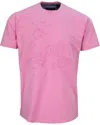 LORDS OF HARLECH MEN'S PINK / PURPLE CARSON EMBOSSED FLORAL TEE - PINK