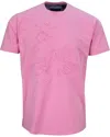 Lords Of Harlech Carson Embossed Floral Tee In Pink/purple