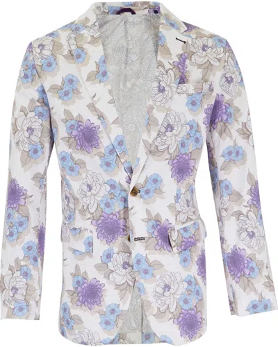 Lords Of Harlech Men's Pink / Purple Hadrian Flower Bed Blazer - Ivory In Pink/purple