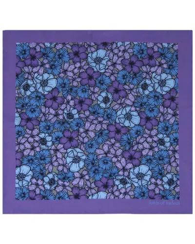 Lords Of Harlech Men's Pink / Purple Hudson Dense Floral Merino Handkerchief  Pocket Square - Lavender