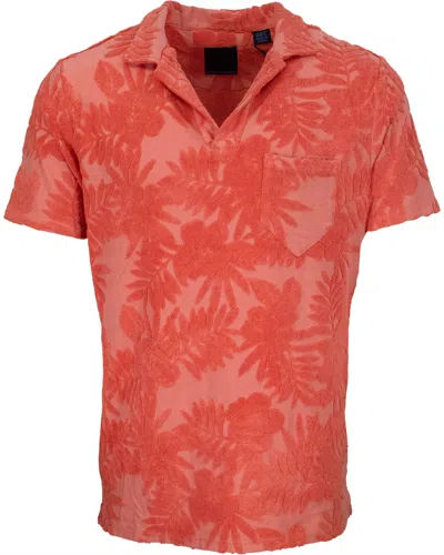 Lords Of Harlech Men's Pink / Purple Johnny Farm Floral Towel Polo - Melon In Pink/purple