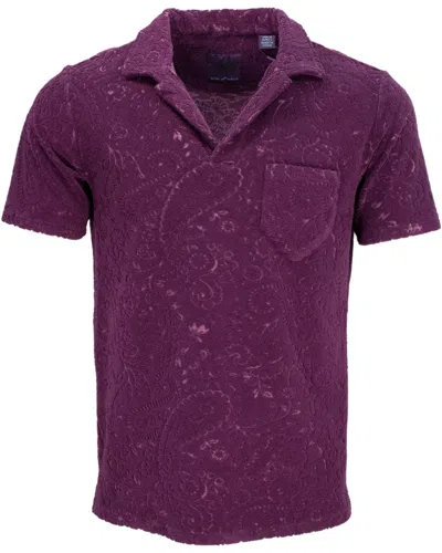 Lords Of Harlech Men's Pink / Purple Johnny Paisley Towel Polo Shirt - Plum In Pink/purple