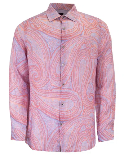 Lords Of Harlech Men's Pink / Purple Laurent Wild Paisley Oxford Linen Shirt -  Pink In Pink/purple