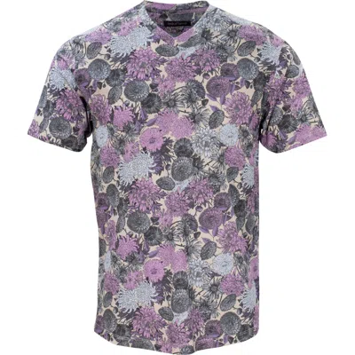 Lords Of Harlech Maze Mums Floral Lavender V-neck Shirt In Pink/purple