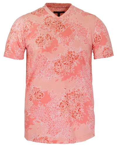 Lords Of Harlech Men's Pink / Purple Maze Bouquet Island V-neck Tee - Pink In Pink/purple