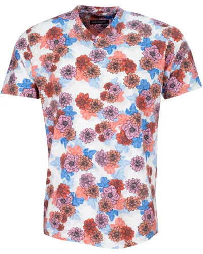 Lords Of Harlech Men's Pink / Purple Maze Snap Floral V-neck Tee - Melon In Pink/purple