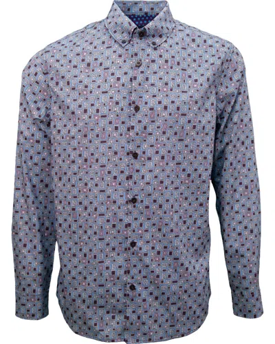 Lords Of Harlech Men's Pink / Purple Mitchell Carved Squares Shirt - Plum In Pink/purple