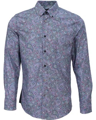Lords Of Harlech Morris Trippy Paisley Shirt In Pink/purple