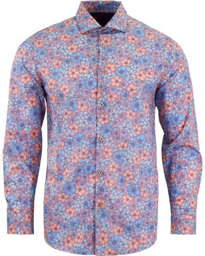 Lords Of Harlech Men's Pink / Purple Nicoli Dense Floral Cotton Shirt - Pink In Pink/purple