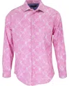 LORDS OF HARLECH MEN'S PINK / PURPLE NIGEL PAISLEY WAVE SHIRT IN PINK
